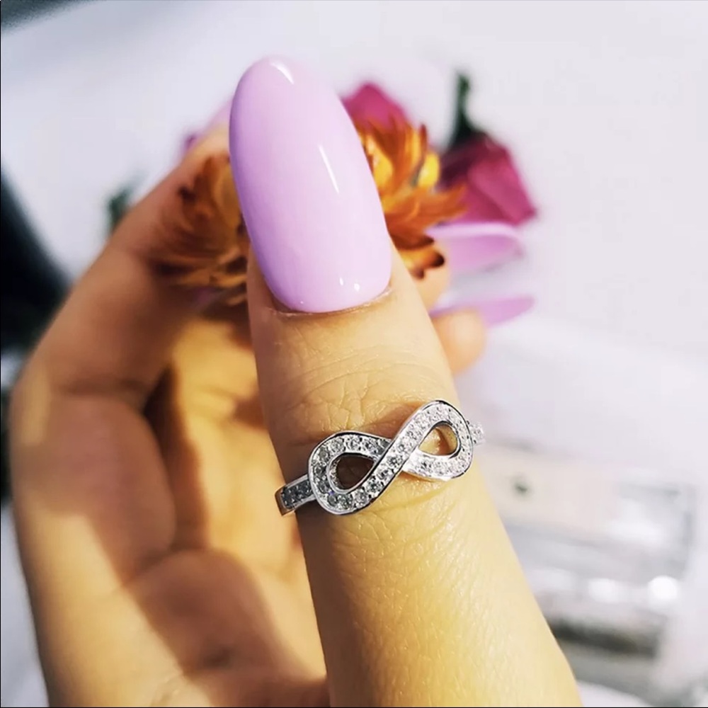 New 925 Silver Infinity Love Diamond Ring